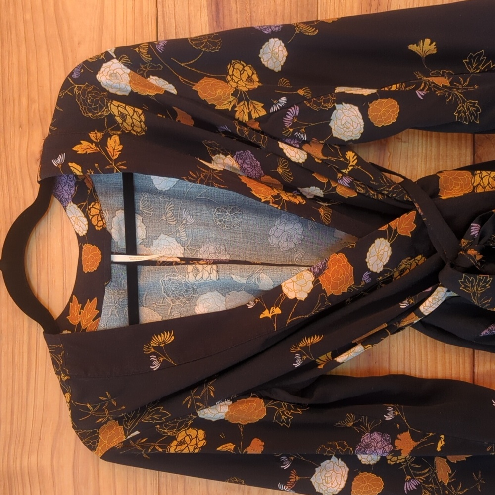 Free People 'Wrap It Up' Long Sleeve Floral Kimono XS - Picture 5 of 11